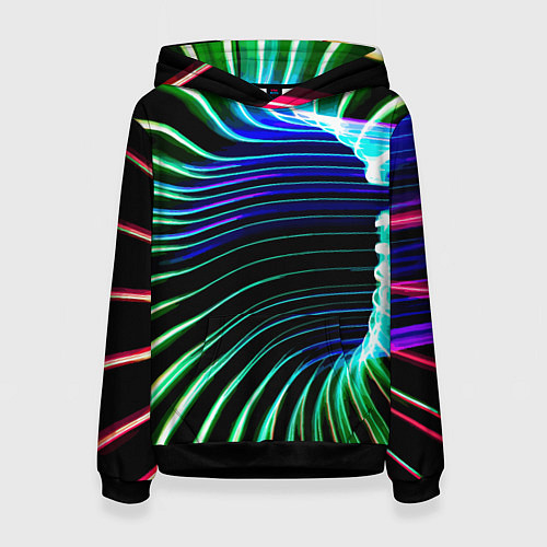 Женская толстовка Portal Fashion pattern Neon / 3D-Черный – фото 1