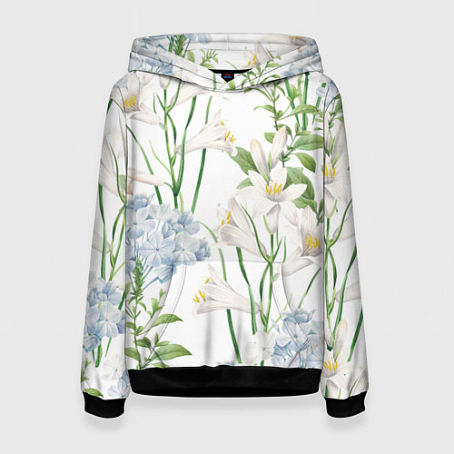 Женская толстовка Цветы Утонченные и Яркие / 3D-Черный – фото 1