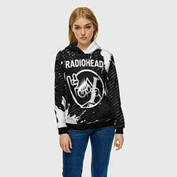 Толстовка-худи женская Radiohead КОТ Краска, цвет: 3D-черный — фото 2