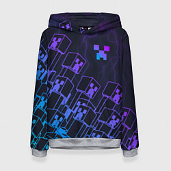 Толстовка-худи женская Minecraft CREEPER NEON, цвет: 3D-меланж