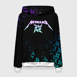 Толстовка-худи женская Metallica металлика neon, цвет: 3D-белый