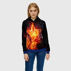 Толстовка-худи женская Flower Neon Fashion 2035 Flame, цвет: 3D-синий — фото 2