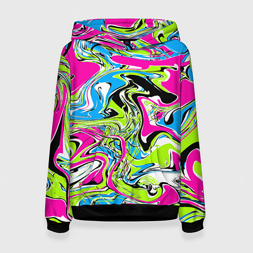 Женская толстовка Абстрактные мраморные разводы в ярких цветах Поп а / 3D-Черный – фото 1