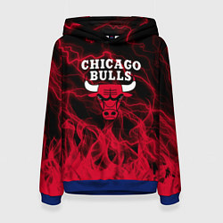 Толстовка-худи женская CHICAGO BULLS ЧИКАГО БУЛЛС МОЛНИИ, цвет: 3D-синий