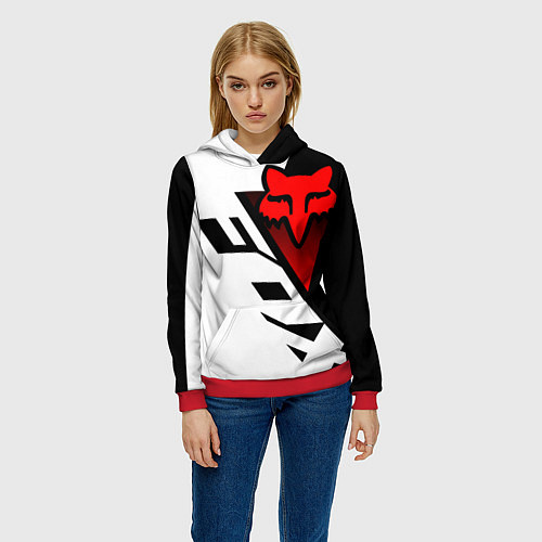 Женская толстовка MOTO FOX - Мотокросс / 3D-Красный – фото 3