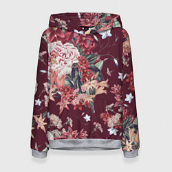 Толстовка-худи женская Цветы Прекрасный Букет, цвет: 3D-меланж