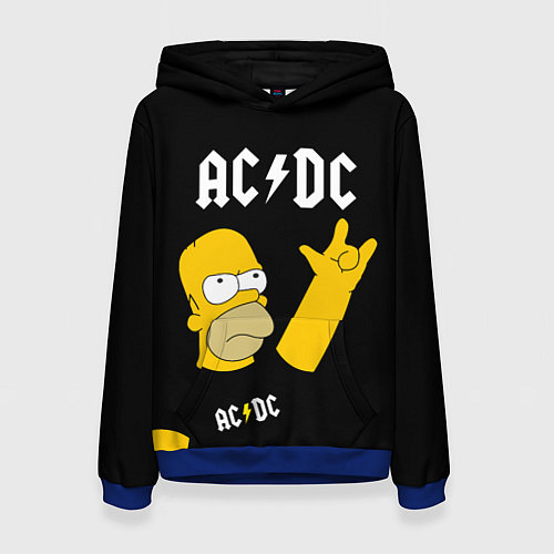 Женская толстовка AC DC ГОМЕР СИМПСОН SIMPSONS / 3D-Синий – фото 1