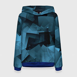 Толстовка-худи женская Абстрактная геометрическая композиция Abstract geo, цвет: 3D-синий