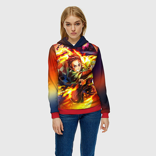 Женская толстовка Клинок, рассекающий демонов Demon Slayer / 3D-Красный – фото 3