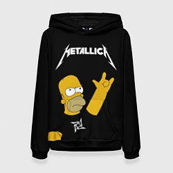 Толстовка-худи женская Metallica Гомер Симпсон рокер, цвет: 3D-черный