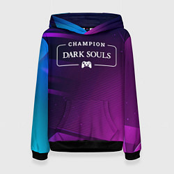 Толстовка-худи женская Dark Souls Gaming Champion: рамка с лого и джойсти, цвет: 3D-черный