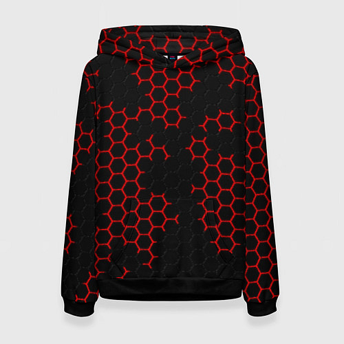 Женская толстовка НАНОКОСТЮМ Black and Red Hexagon Гексагоны / 3D-Черный – фото 1