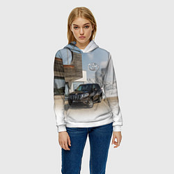 Толстовка-худи женская Тoyota Land Cruiser Prado у горного коттеджа Mount, цвет: 3D-белый — фото 2