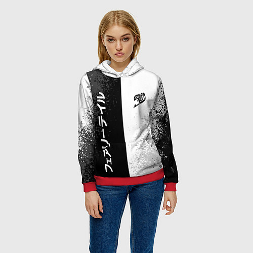 Женская толстовка FAIRY TAIL BLACK AND WHITE LOGO / 3D-Красный – фото 3