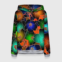 Толстовка-худи женская Vanguard floral pattern Summer night Fashion trend, цвет: 3D-меланж