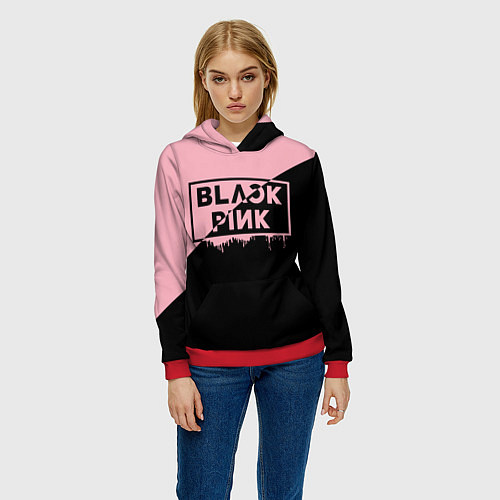 Женская толстовка BLACKPINK BIG LOGO / 3D-Красный – фото 3