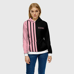 Толстовка-худи женская BLACKPINK HALF BLACK-PINK MINI LOGO, цвет: 3D-белый — фото 2