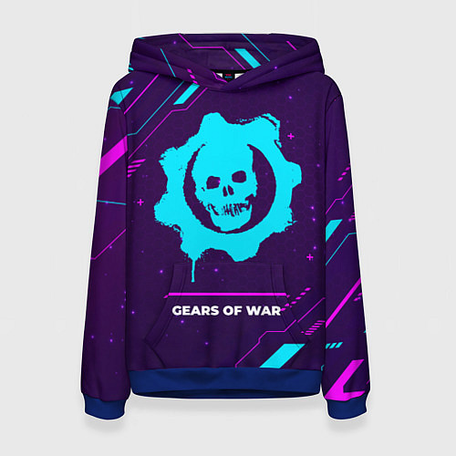 Женская толстовка Символ Gears of War в неоновых цветах на темном фо / 3D-Синий – фото 1