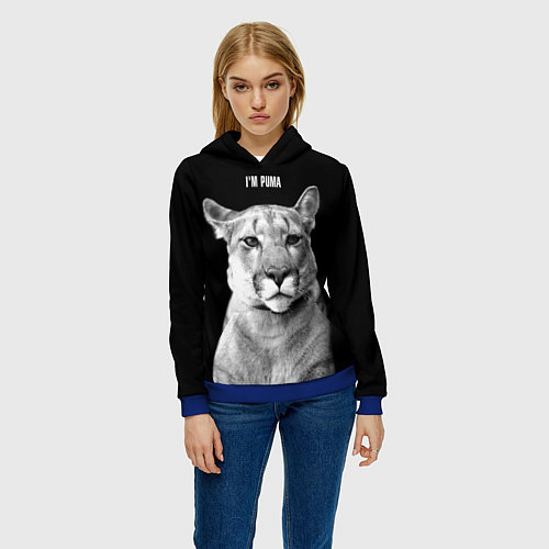 Женская толстовка Смотрящая пума / 3D-Синий – фото 3