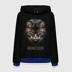Толстовка-худи женская Maine coon - кот, цвет: 3D-синий