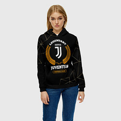 Толстовка-худи женская Лого Juventus и надпись Legendary Football Club на, цвет: 3D-черный — фото 2