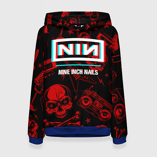 Женская толстовка Nine Inch Nails Rock Glitch / 3D-Синий – фото 1