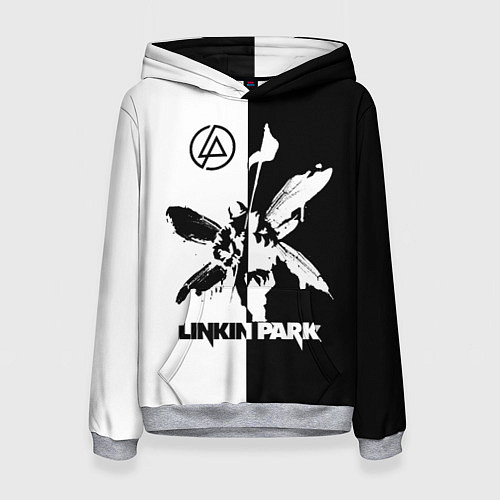Женская толстовка Linkin Park логотип черно-белый / 3D-Меланж – фото 1