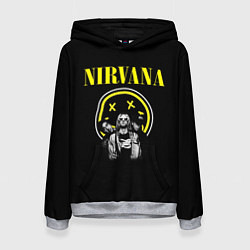 Толстовка-худи женская NIRVANA логотип и исполнители, цвет: 3D-меланж