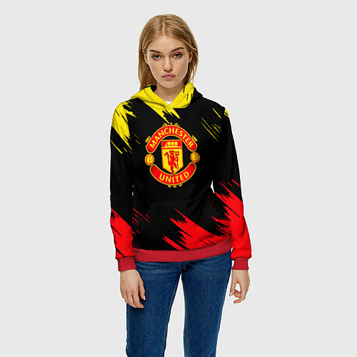 Женская толстовка Manchester united Texture / 3D-Красный – фото 3