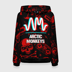 Толстовка-худи женская Arctic Monkeys Rock Glitch, цвет: 3D-черный