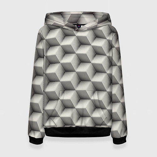 Женская толстовка 3D Куб Оптическая иллюзия 3D Cube / 3D-Черный – фото 1