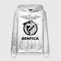 Толстовка-худи женская Benfica с потертостями на светлом фоне, цвет: 3D-белый