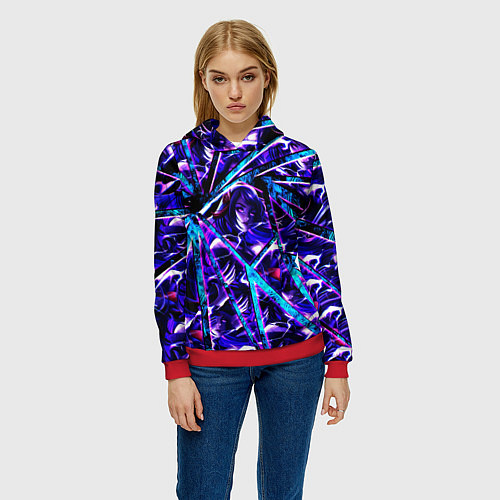 Женская толстовка Genshin Impact Шогун Райден осколки / 3D-Красный – фото 3