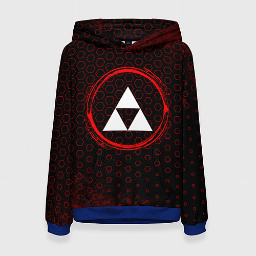 Женская толстовка Символ Zelda и краска вокруг на темном фоне / 3D-Синий – фото 1