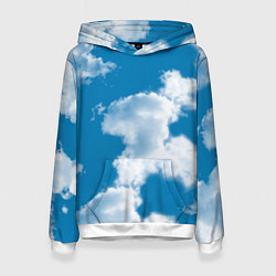Толстовка-худи женская Небо в облаках, цвет: 3D-белый