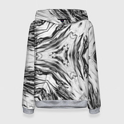 Толстовка-худи женская Черно-белый абстрактный узор Трио, цвет: 3D-меланж