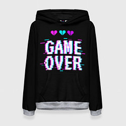 Толстовка-худи женская Game Over Pixels, цвет: 3D-меланж