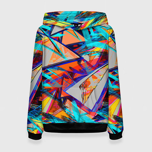 Женская толстовка Яркий неоновый абстрактный узор / 3D-Черный – фото 1