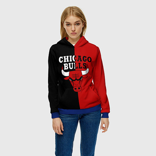 Женская толстовка Чикаго Буллз black & red / 3D-Синий – фото 3