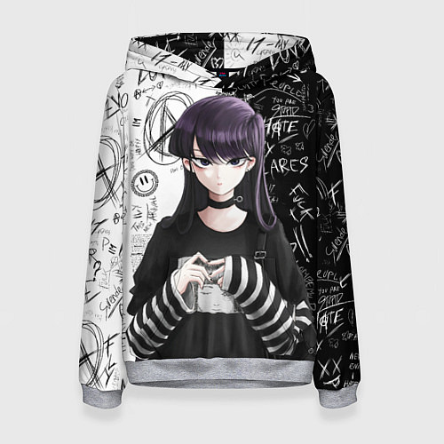 Женская толстовка Коми сан гот - проблемы с общением / 3D-Меланж – фото 1