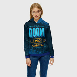 Толстовка-худи женская Игра Doom: pro gaming, цвет: 3D-синий — фото 2