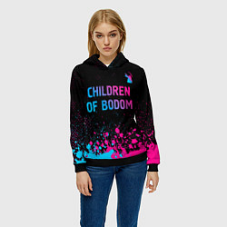 Толстовка-худи женская Children of Bodom - neon gradient: символ сверху, цвет: 3D-черный — фото 2