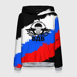 Толстовка-худи женская ВДВ - герб и триколор, цвет: 3D-меланж