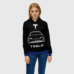 Толстовка-худи женская Tesla white light, цвет: 3D-синий — фото 2