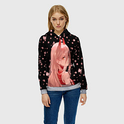 Толстовка-худи женская Power Chainsaw Man иероглифы, цвет: 3D-меланж — фото 2