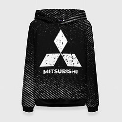 Толстовка-худи женская Mitsubishi с потертостями на темном фоне, цвет: 3D-черный