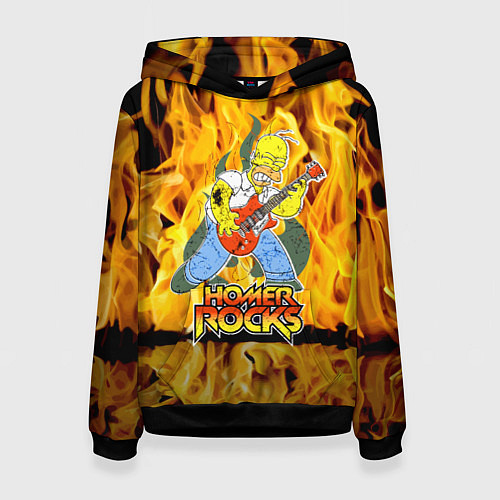 Женская толстовка Гомер Симпсон - соло на гитаре! / 3D-Черный – фото 1