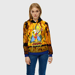 Толстовка-худи женская Гомер Симпсон - соло на гитаре!, цвет: 3D-синий — фото 2