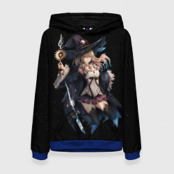 Толстовка-худи женская Ведьма блондинка на Хэллоуин, цвет: 3D-синий