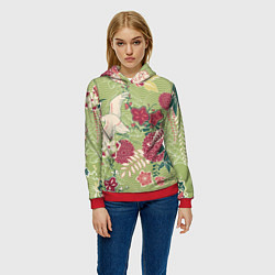Толстовка-худи женская Восточный шелк, цвет: 3D-красный — фото 2